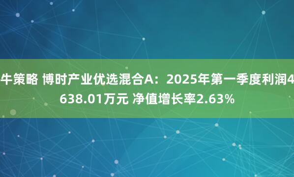 牛策略 博时产业优选混合A：2025年第一季度利润4638.01万元 净值增长率2.63%
