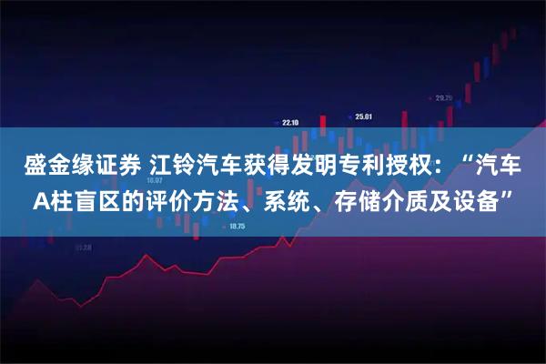 盛金缘证券 江铃汽车获得发明专利授权：“汽车A柱盲区的评价方法、系统、存储介质及设备”